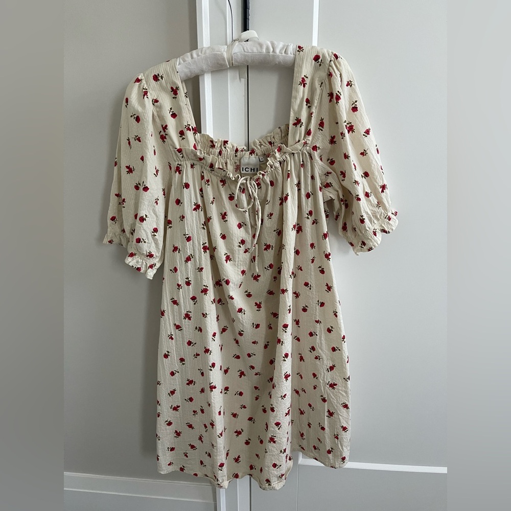 ICHI Cream Floral Dress